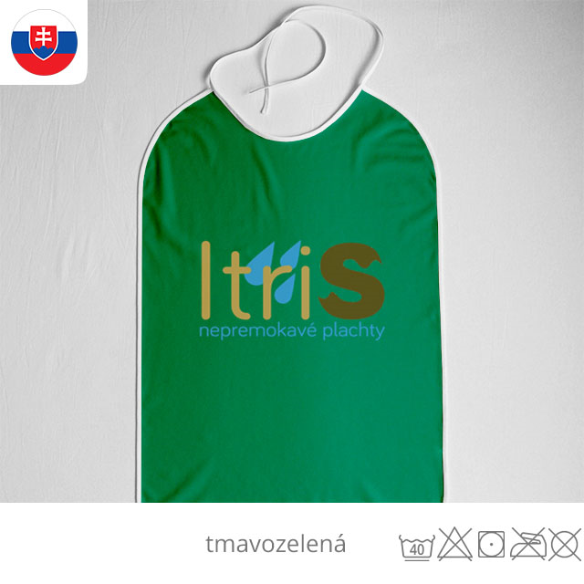 Nepremokavý podbradník pre seniorov a dospelých s PU záterom - jersey, tmavozelená