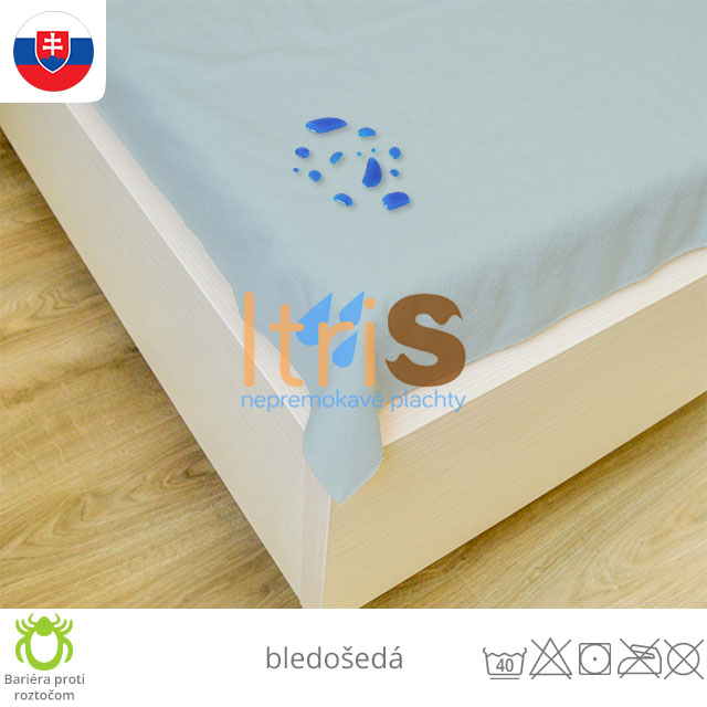 Nepremokavá plachta rovná s PU záterom - Froté, bledošedá