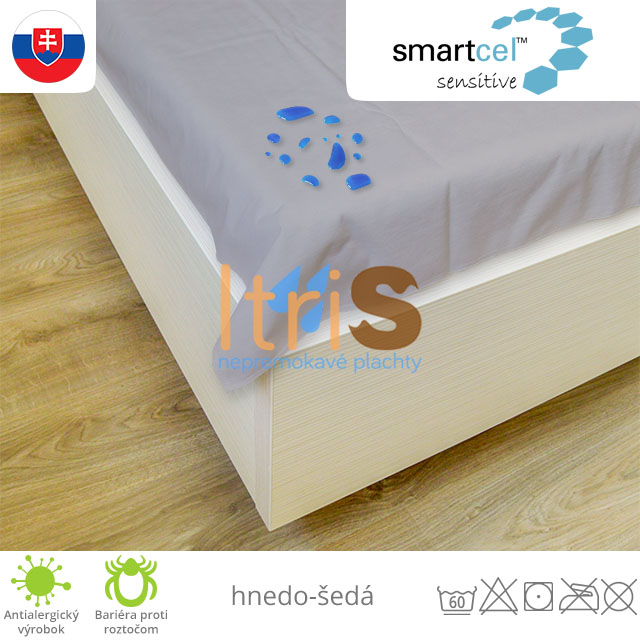 Nepremokavá plachta rovná s PU záterom - Smartcel, hnedo-šedá