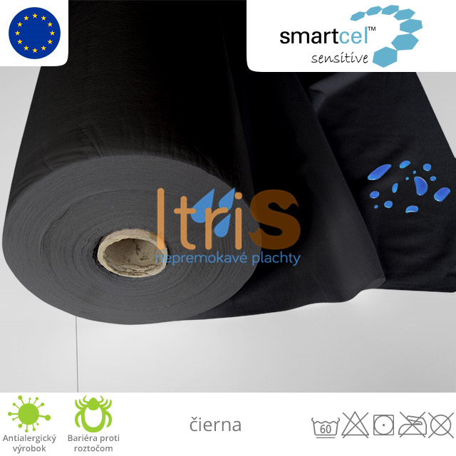 Nepremokavá metráž s PU záterom - Smartcel, čierna