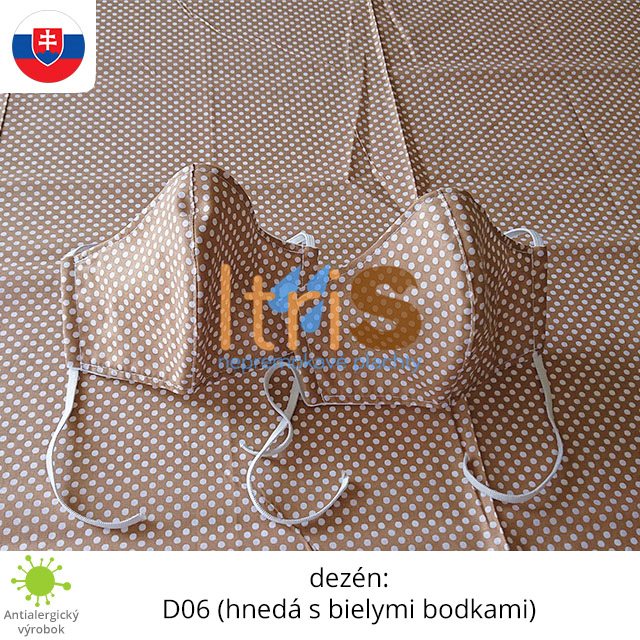 Ochranné bavlnené dvojvrstvové rúško - D06 (hnedá s bielymi bodkami)