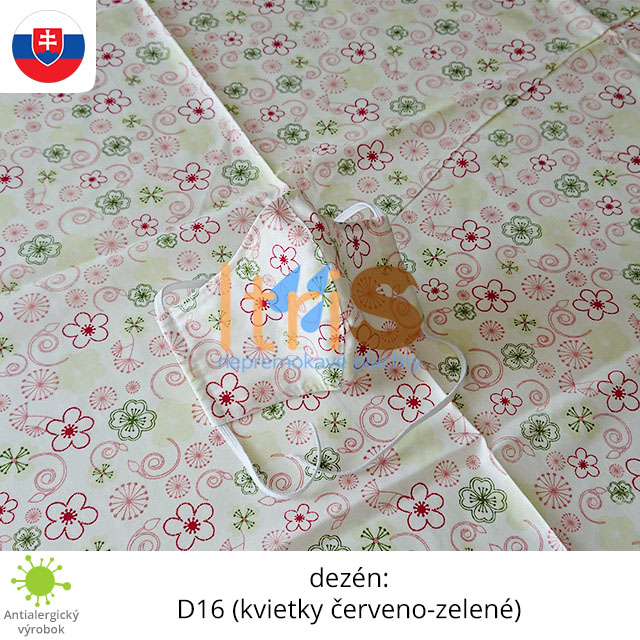 Ochranné bavlnené dvojvrstvové rúško - D16 (kvietky červeno-zelené)