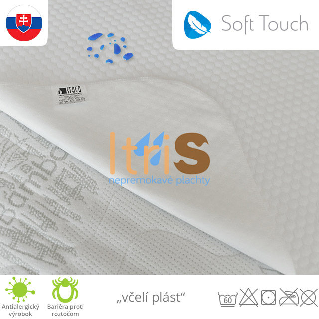Soft Tocuh nepremokavá podložka na matrac v rohoch bez gumičiek "včelí plást"