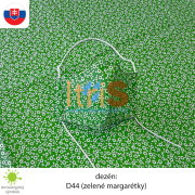 Ochranné bavlnené dvojvrstvové rúško - D44 (Zelené margarétky)
